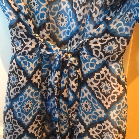 Milly Size 6 Flutter Sleeve Silk Top w/ tank liner - Picture 6 of 6